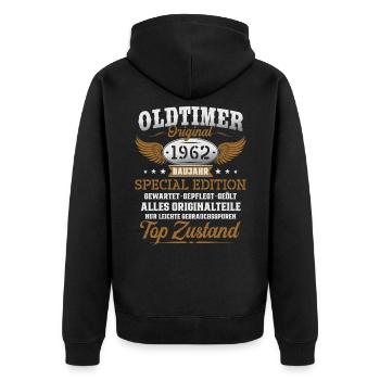 Oldtimer Baujahr 1962 Jahrgang Geburtstag Geschenk - Unisex Premium Bio Zip Hoodie - Schwarz - Hinten - Nico (187cm)