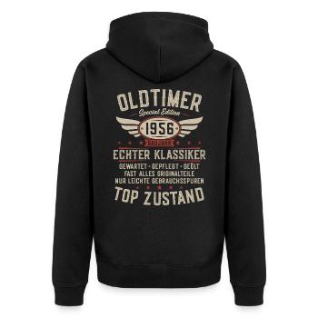 Oldtimer Baujahr 1956 Jahrgang Geburtstag Geschenk - Unisex Premium Bio Zip Hoodie - Schwarz - Hinten - Nico (187cm)