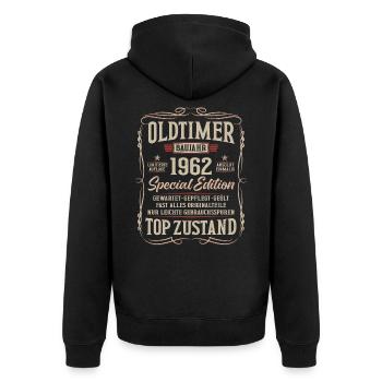 Oldtimer Baujahr 1962 Jahrgang Geburtstag Geschenk - Unisex Premium Bio Zip Hoodie - Schwarz - Hinten - Nico (187cm)