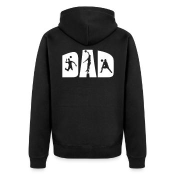Volleyball Volleyballer Papa Vater Vatertag - Unisex Premium Bio Zip Hoodie - Schwarz - Hinten - Nico (187cm)