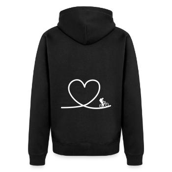 I love VTT - Veste à capuche bio Premium Unisexe - noir - Dos - Nico (187cm)