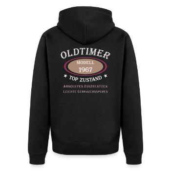 Oldtimer 55th birthday 1967 Absolute unique piece - Unisex Premium Organic Zip Hoodie - black - Back - Nico (187cm)