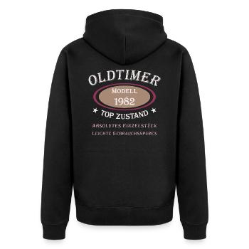 Oldtimer 40th birthday 1982 Absolutely unique piece - Unisex Premium Organic Zip Hoodie - black - Back - Nico (187cm)