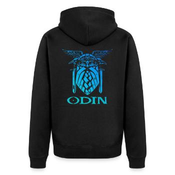 Odin Wikinger Walhalla - Unisex Premium Bio Zip Hoodie - Schwarz - Hinten - Nico (187cm)