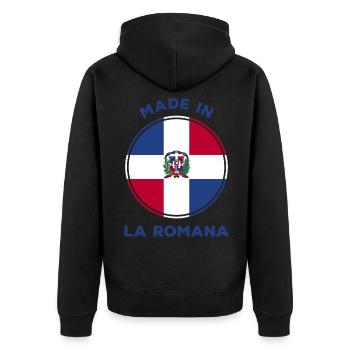 La Romana - Unisex Premium Bio Zip Hoodie - Schwarz - Hinten - Nico (187cm)