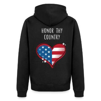 Honor Thy Country American Independence USA - Unisex Premium Organic Zip Hoodie - black - Back - Nico (187cm)