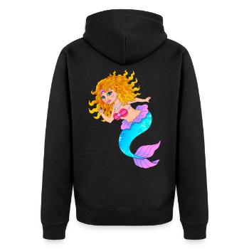 Meerjungfrau - Unisex Premium Bio Zip Hoodie - Schwarz - Hinten - Nico (187cm)