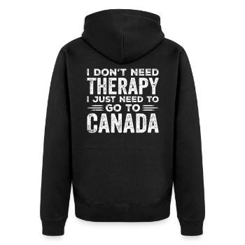 I Don't Need Therapy I Just Need To Go To Canada - Veste à capuche bio Premium Unisexe - noir - Dos - Nico (187cm)