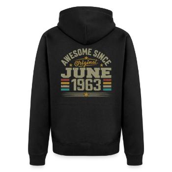 June 1963 Birthday Gift June 1963 June - Unisex Premium Organic Zip Hoodie - black - Back - Nico (187cm)
