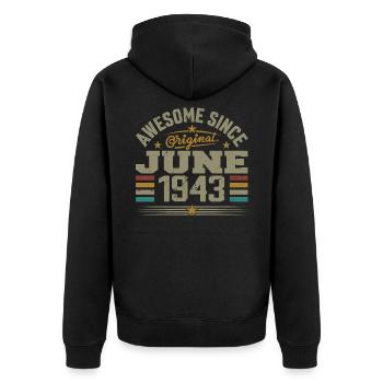 Juin 1943 Cadeau D’anniversaire Juin 1943 Juin - Veste à capuche bio Premium Unisexe - noir - Dos - Nico (187cm)