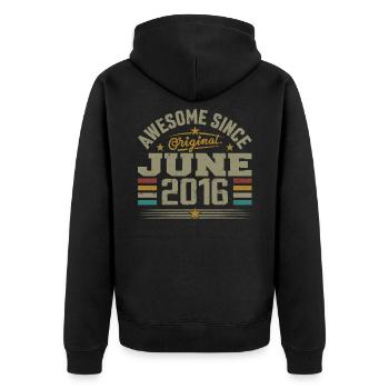 June 2016 Birthday Gift June 2016 June - Unisex Premium Organic Zip Hoodie - black - Back - Nico (187cm)