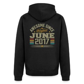 June 2017 Birthday Gift June 2017 June - Unisex Premium Organic Zip Hoodie - black - Back - Nico (187cm)
