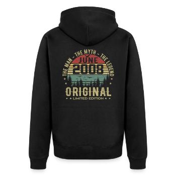 2008 June 2008 Birthday June 2008 June Gift - Unisex Premium Organic Zip Hoodie - black - Back - Nico (187cm)