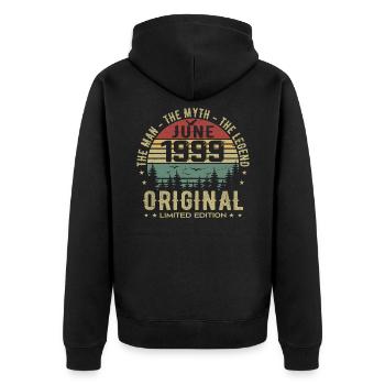 1999 June 1999 Birthday June 1999 June Gift - Unisex Premium Organic Zip Hoodie - black - Back - Nico (187cm)