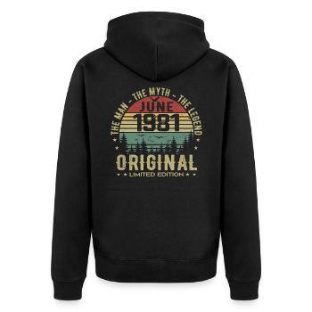 1981 June 1981 Birthday June 1981 June Gift - Unisex Premium Organic Zip Hoodie - black - Back - Nico (187cm)