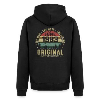 1983 Juin 1983 Anniversaire Juin 1983 Juin Cadeau - Veste à capuche bio Premium Unisexe - noir - Dos - Nico (187cm)