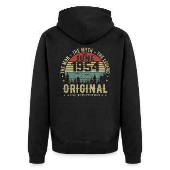 1954 June 1954 Birthday June 1954 June Gift - Unisex Premium Organic Zip Hoodie - black - Back - Nico (187cm)