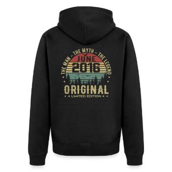 2016 June 2016 Birthday June 2016 June Gift - Unisex Premium Organic Zip Hoodie - black - Back - Nico (187cm)