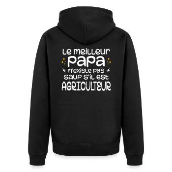 Den besten Vater gibt es nur, wenn er ein Bauer ist - Unisex Premium Bio Zip Hoodie - Schwarz - Hinten - Nico (187cm)