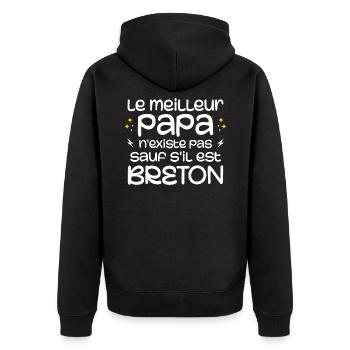 The best dad does not exist unless he is Breton - Unisex Premium Organic Zip Hoodie - black - Back - Nico (187cm)