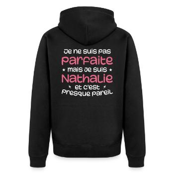 I'm not perfect but I'm Nathalie - Unisex Premium Organic Zip Hoodie - black - Back - Nico (187cm)