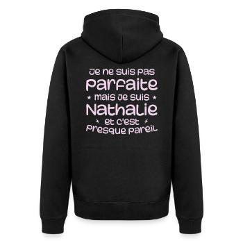 I'm not perfect but I'm Nathalie - Unisex Premium Organic Zip Hoodie - black - Back - Nico (187cm)