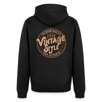 Jahrgang 2018 Retro 2018 Geburtstagsgeschenk 2018 - Unisex Premium Bio Zip Hoodie - Schwarz - Hinten - Nico (187cm)
