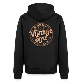 Vintage 2015 Birthday Gift 2015 Retro 2015 - Unisex Premium Organic Zip Hoodie - black - Back - Nico (187cm)
