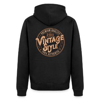 Jahrgang 2011 Geburtstagsgeschenk 2011 Retro 2011 - Unisex Premium Bio Zip Hoodie - Schwarz - Hinten - Nico (187cm)
