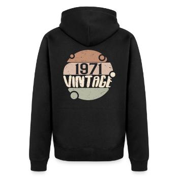 Jahrgang 1971 Retro Geschenke 1971 Jahrgang 1971 - Unisex Premium Bio Zip Hoodie - Schwarz - Hinten - Nico (187cm)