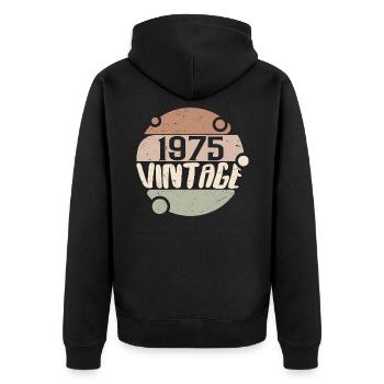 Jahrgang 1975 Retro Geschenke 1975 Jahrgang 1975 - Unisex Premium Bio Zip Hoodie - Schwarz - Hinten - Nico (187cm)