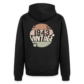 Vintage 1943 Retro Gifts 1943 Vintage 1943 - Unisex Premium Organic Zip Hoodie - black - Back - Nico (187cm)