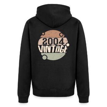 Jahrgang 2004 Retro Geschenke 2004 Jahrgang 2004 - Unisex Premium Bio Zip Hoodie - Schwarz - Hinten - Nico (187cm)