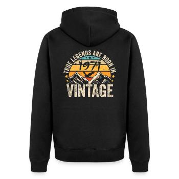 Jahrgang 1971. Jahrgang 1971. Geburtstagsgeschenk - Unisex Premium Bio Zip Hoodie - Schwarz - Hinten - Nico (187cm)