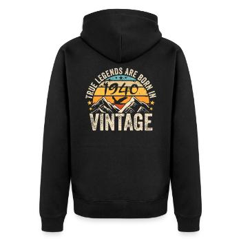 Millésime 1940 Vintage 1940 Cadeau D'anniversaire - Veste à capuche bio Premium Unisexe - noir - Dos - Nico (187cm)