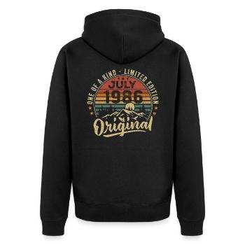 Juli 1986 Original 1986 Juli 1986 Geschenk - Unisex Premium Bio Zip Hoodie - Schwarz - Hinten - Nico (187cm)