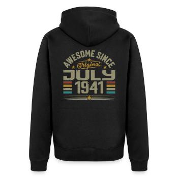 Erbaut im Juli 1941 | Geschenk Juli 1941 - Unisex Premium Bio Zip Hoodie - Schwarz - Hinten - Nico (187cm)
