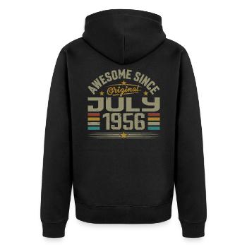 Erbaut im Juli 1956 | Geschenk Juli 1956 - Unisex Premium Bio Zip Hoodie - Schwarz - Hinten - Nico (187cm)