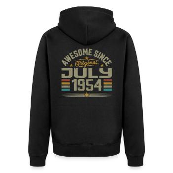 Erbaut im Juli 1954 | Geschenk Juli 1954 - Unisex Premium Bio Zip Hoodie - Schwarz - Hinten - Nico (187cm)