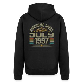 Built in July 1997 | Gift July 1997 - Unisex Premium Organic Zip Hoodie - black - Back - Nico (187cm)