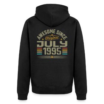 Baujahr Juli 1995 | Geschenk Juli 1995 - Unisex Premium Bio Zip Hoodie - Schwarz - Hinten - Nico (187cm)
