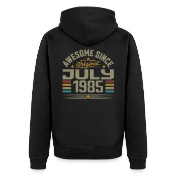 Built in July 1985 | Gift July 1985 - Unisex Premium Organic Zip Hoodie - black - Back - Nico (187cm)