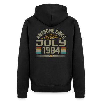 Construit en Juillet 1984 | Cadeau Juillet 1984 - Veste à capuche bio Premium Unisexe - noir - Dos - Nico (187cm)