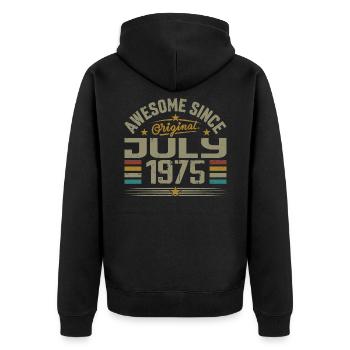 Built in July 1975 | Gift July 1975 - Unisex Premium Organic Zip Hoodie - black - Back - Nico (187cm)