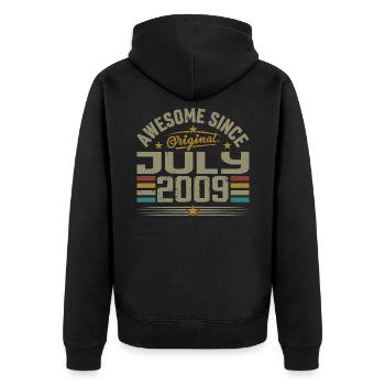 Built in July 2009 | Gift July 2009 - Unisex Premium Organic Zip Hoodie - black - Back - Nico (187cm)