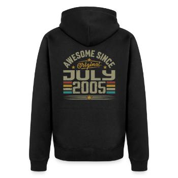 Construit en Juillet 2005 | Cadeau Juillet 2005 - Veste à capuche bio Premium Unisexe - noir - Dos - Nico (187cm)