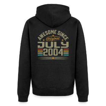 Construit en Juillet 2004 | Cadeau Juillet 2004 - Veste à capuche bio Premium Unisexe - noir - Dos - Nico (187cm)