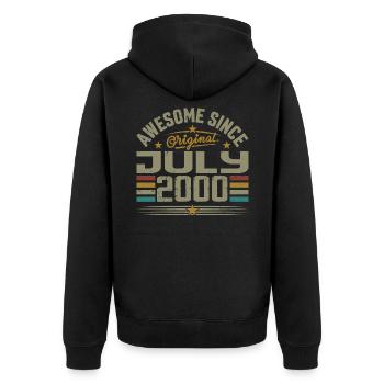 Built in July 2000 | Gift July 2000 - Unisex Premium Organic Zip Hoodie - black - Back - Nico (187cm)