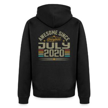 Erbaut im Juli 2020 | Juli 2020 Geschenk - Unisex Premium Bio Zip Hoodie - Schwarz - Hinten - Nico (187cm)