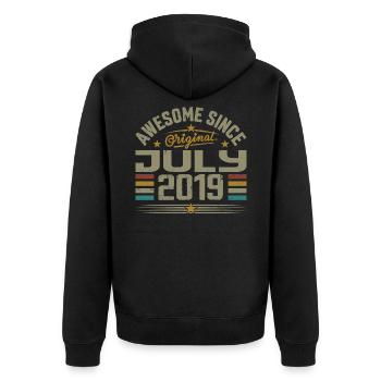 Built in July 2019 | Gift July 2019 - Unisex Premium Organic Zip Hoodie - black - Back - Nico (187cm)